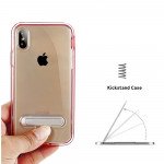 Wholesale iPhone Xs Max Clear Armor Bumper Kickstand Case (Silver)